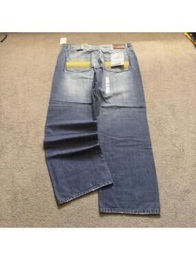 Vintage Y2K Deadstock Baggy Faded Akademiks Jeans with a crazy fade